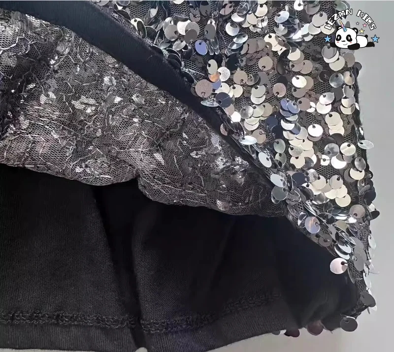 LEZONKIDS - Wholesale Sequin Dress Black Girl Skirt Princess Children Cute Elegant Short Sequin Skirts